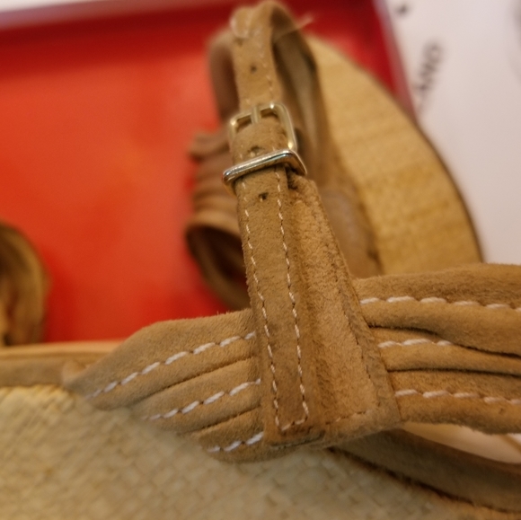 Vintage J. Crew Nude Tan suede strappy Platform wedge heel sandal - Picture 11 of 11